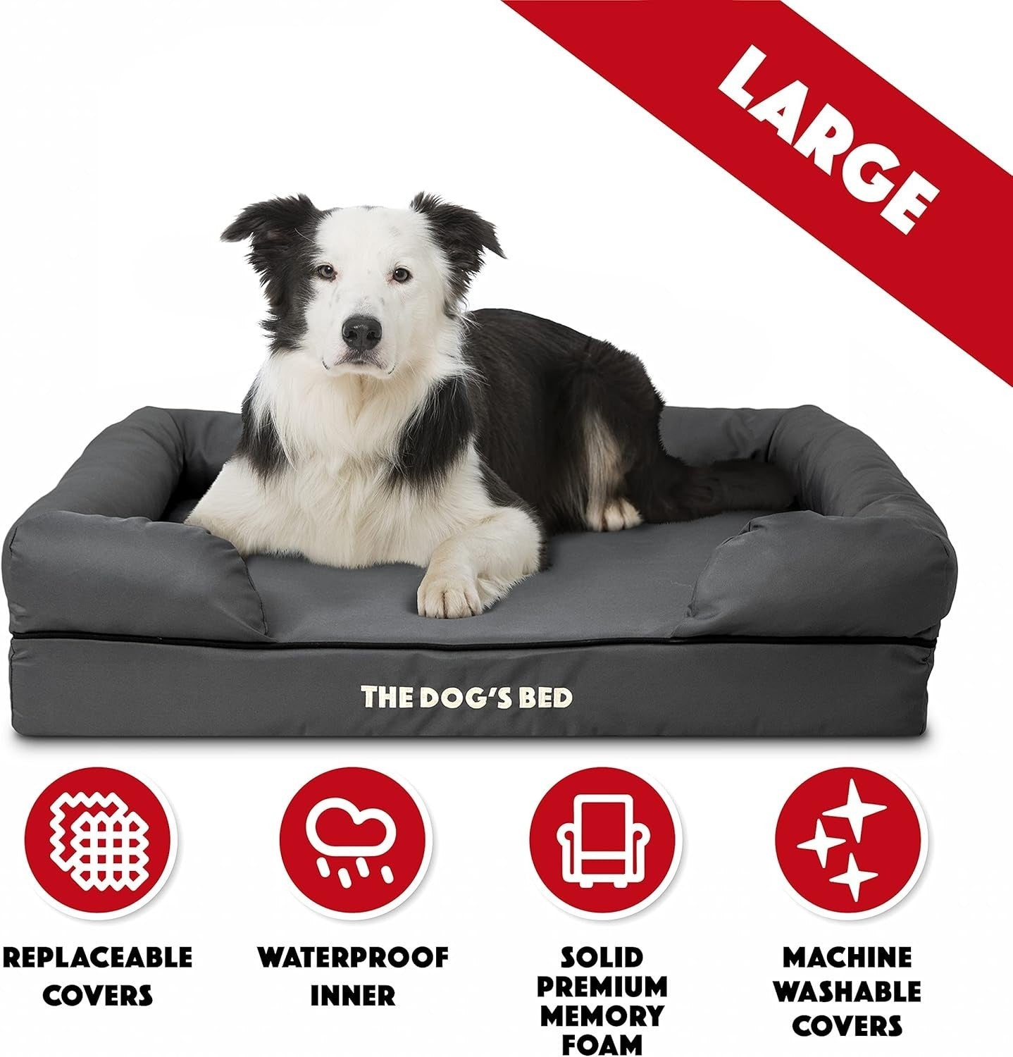 Large Orthopedic Memory Foam Dog Bed Washable Bolster