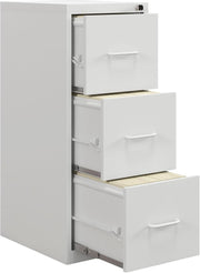Cream White Steel Filing Cabinet 3 Drawer Lockable 99cm Office