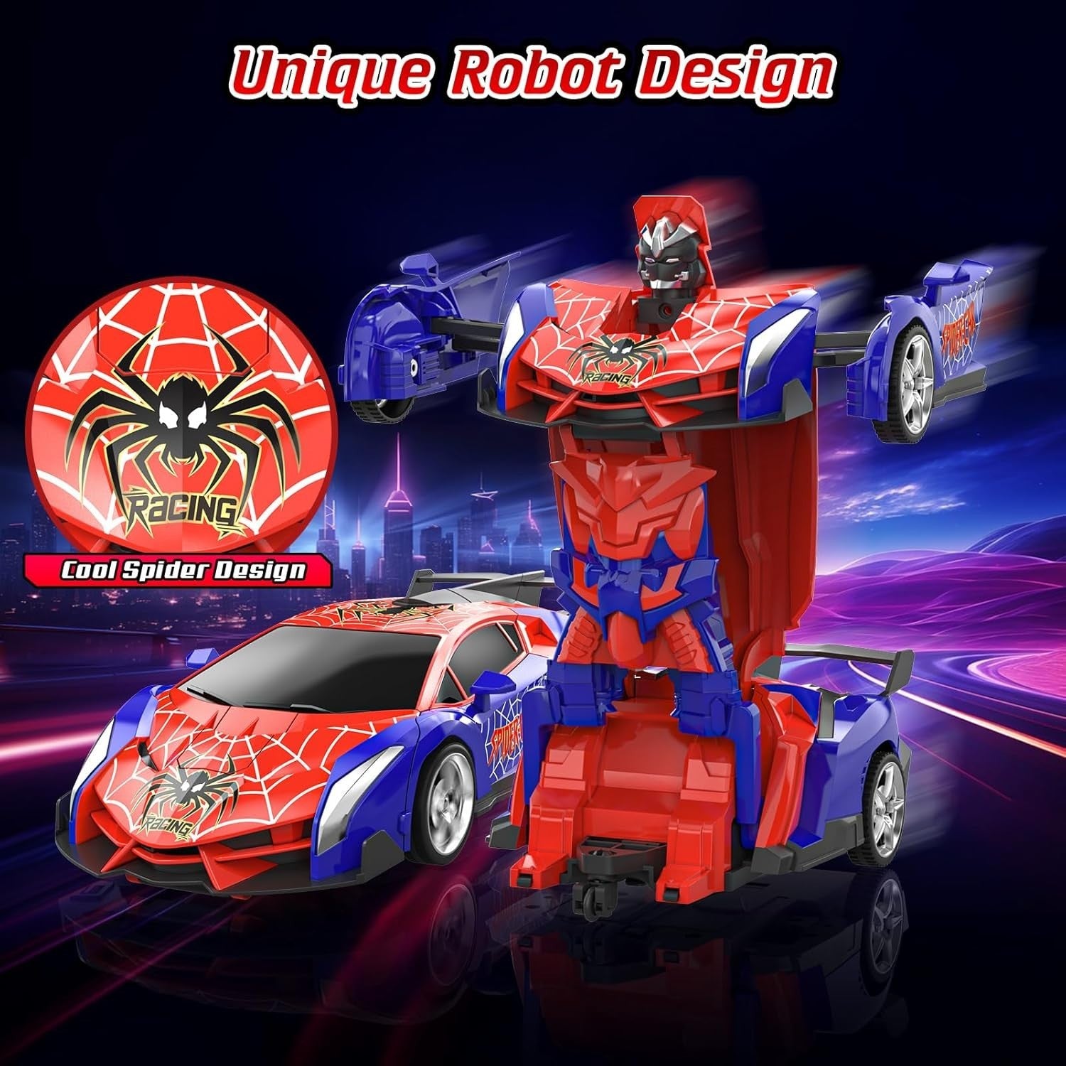 Spider Transforming RC Car 1:18 Robot Car Toy – 360° Spinning Remote Control