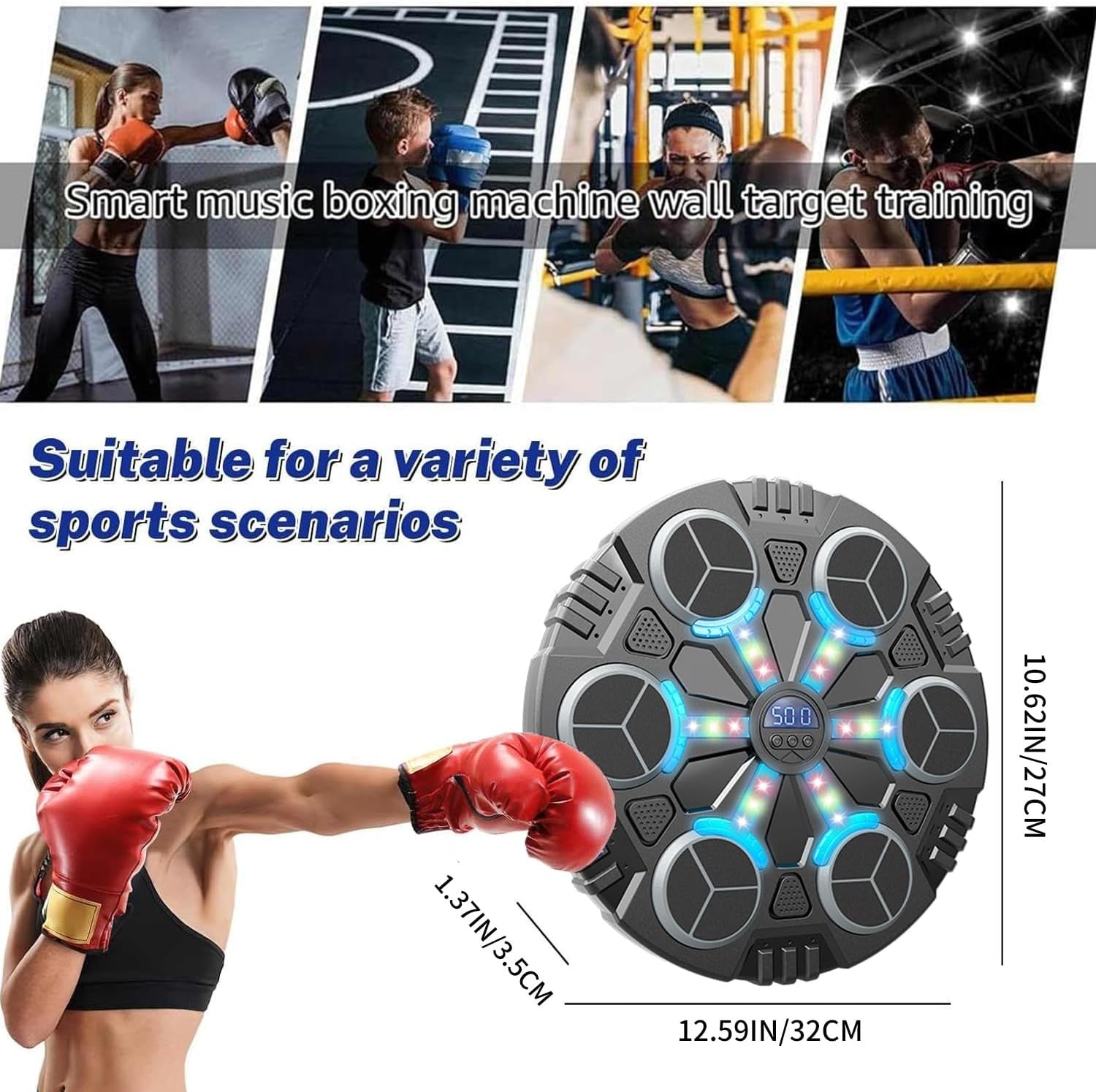 Music Boxing Machine Bluetooth LED Mount Punch Trainer Home Fitness