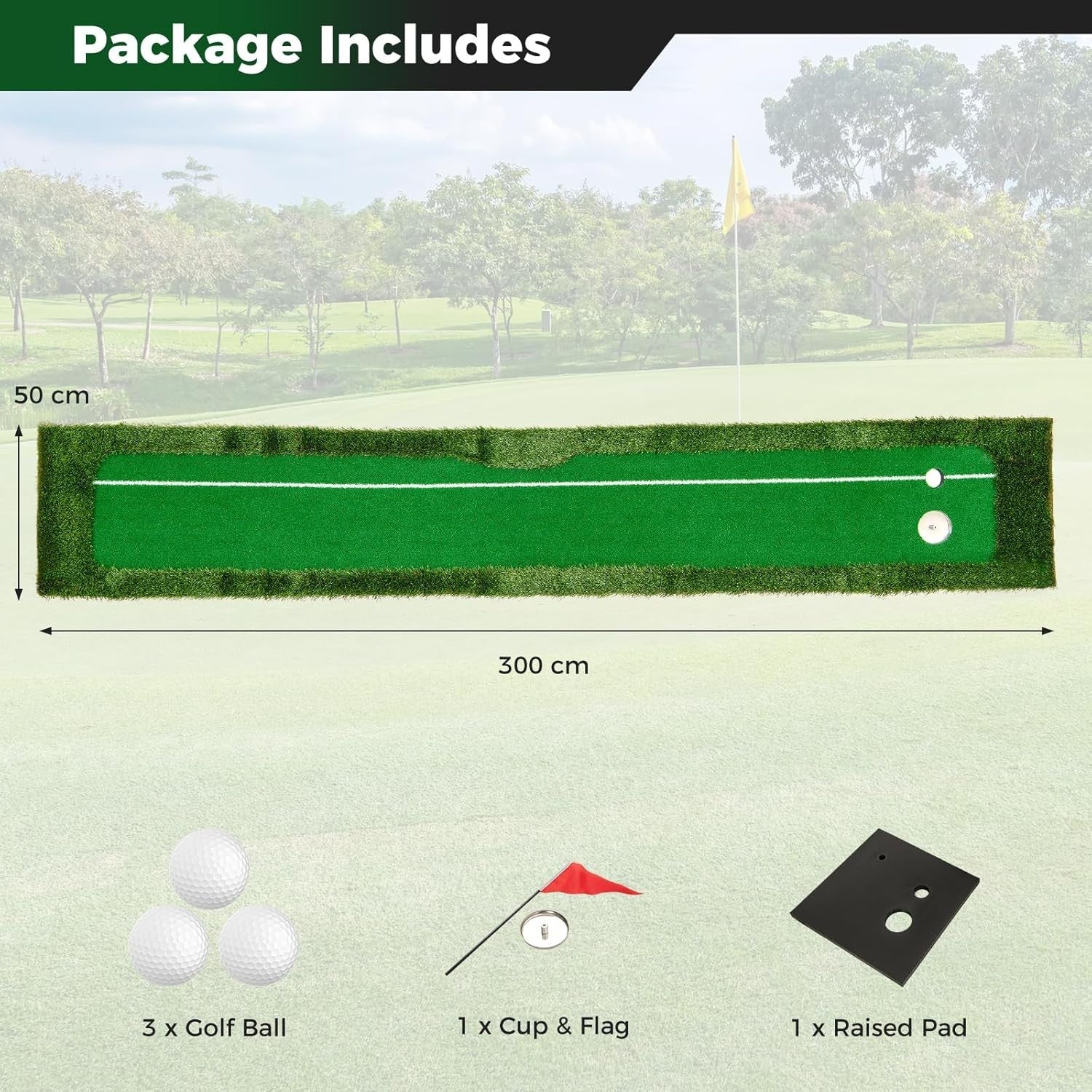10FT Golf Putting Green Mat Indoor Outdoor Practice Trainer w/ Balls