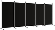 5 Panel Folding Room Divider Black Privacy Screen 433x180cm Fabric Partition