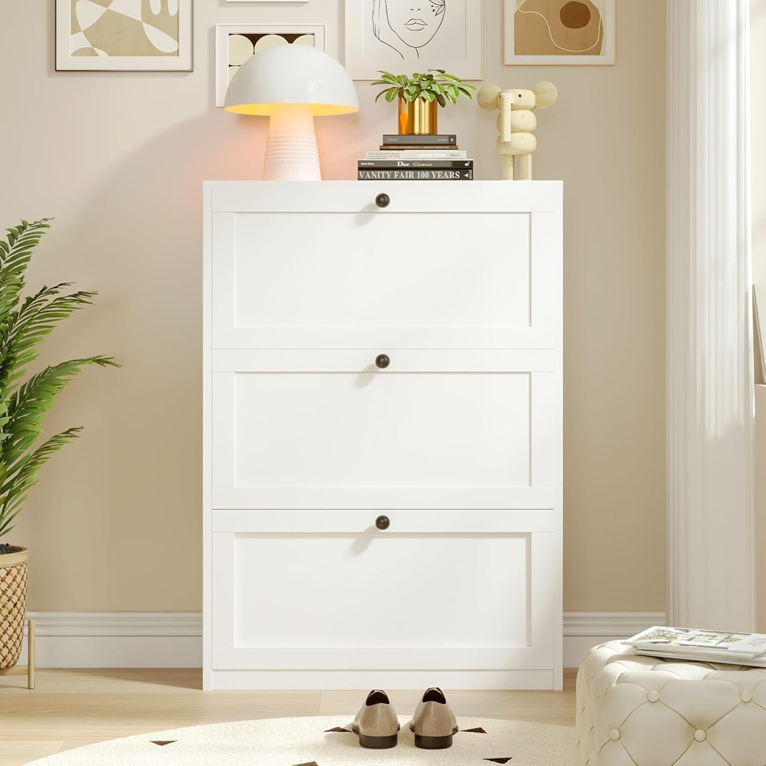 Slim 3-Drawer Shoe Cabinet with Adjustable Shelves & Anti-Tip Safety