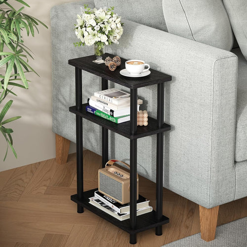 Narrow 3-Tier End Table, Space-Saving Slim Side Table for Bedroom & Living Room