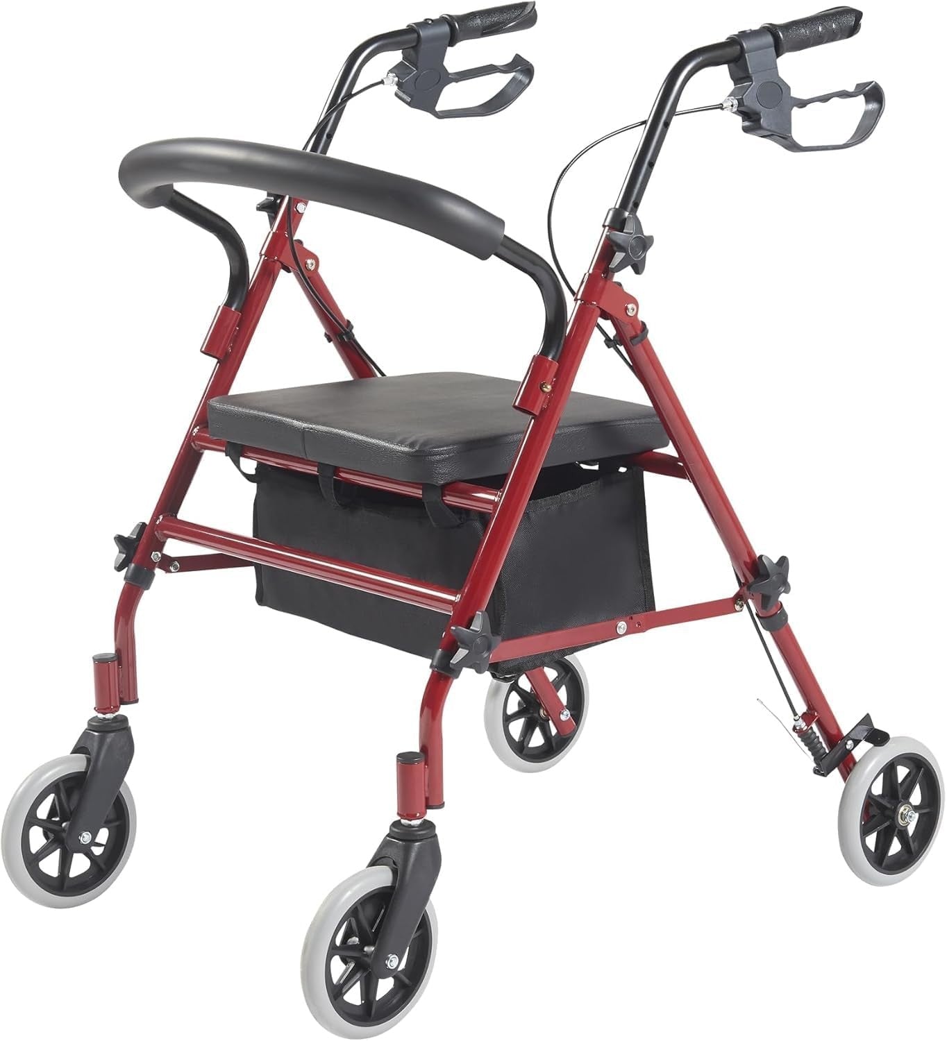 Lightweight Folding Rollator Walker with Seat Lockable Brakes 15cm Wheels