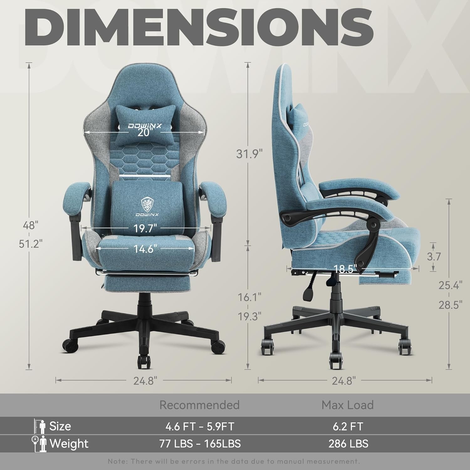 Ergonomic Gaming Chair with Footrest Massage 150kg Blue Grey