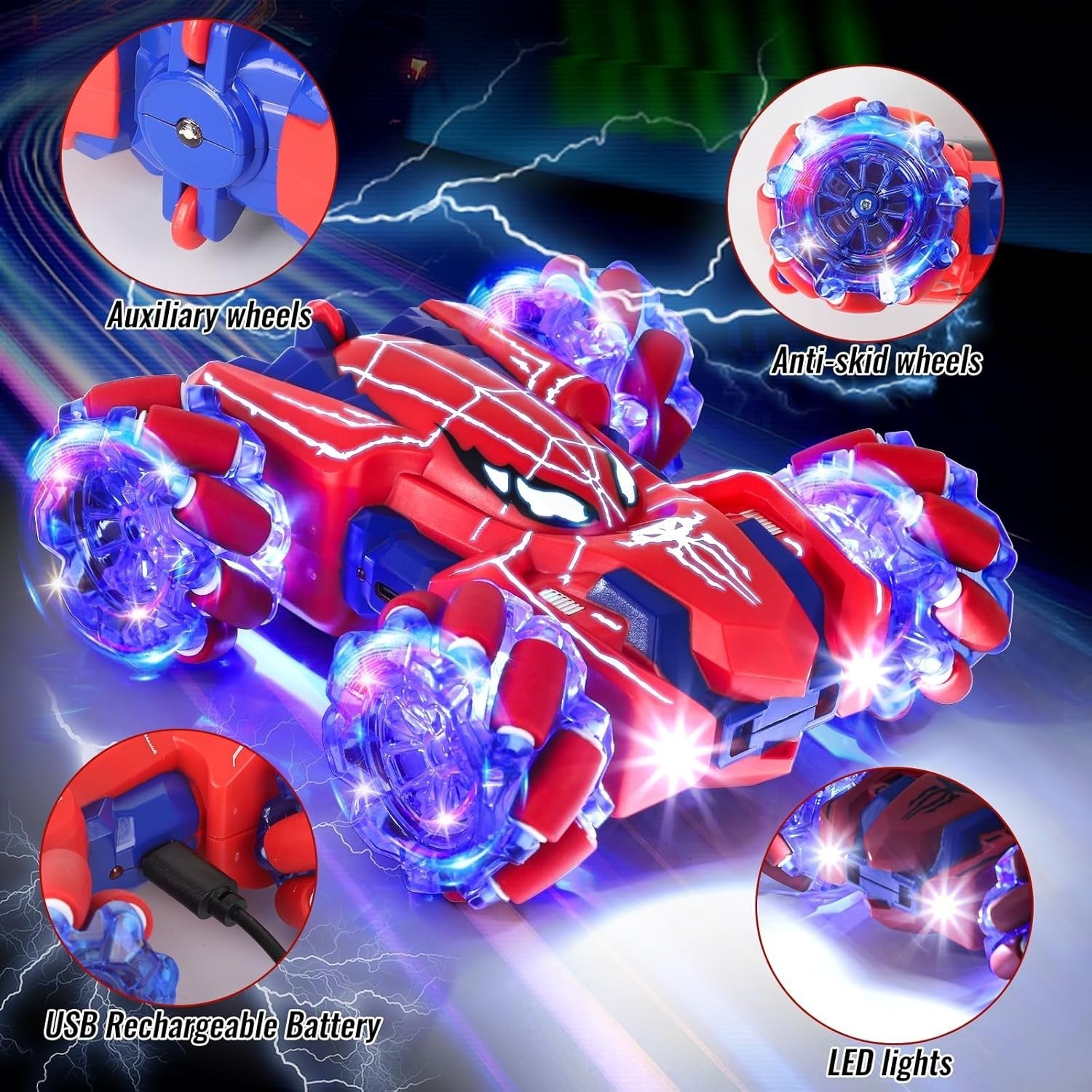 4WD 360° Rotation Double Sided Rechargeable Remote Control Toy for Kids Boys 3-1