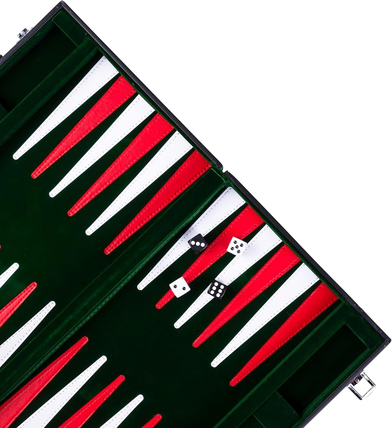 15” Backgammon Set Luxury Faux Leather Attache Case Green Travel Board