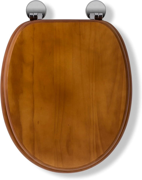 Davos Flexi-Fix Wooden Toilet Seat Antique Pine Adjustable Hinges Antibacterial