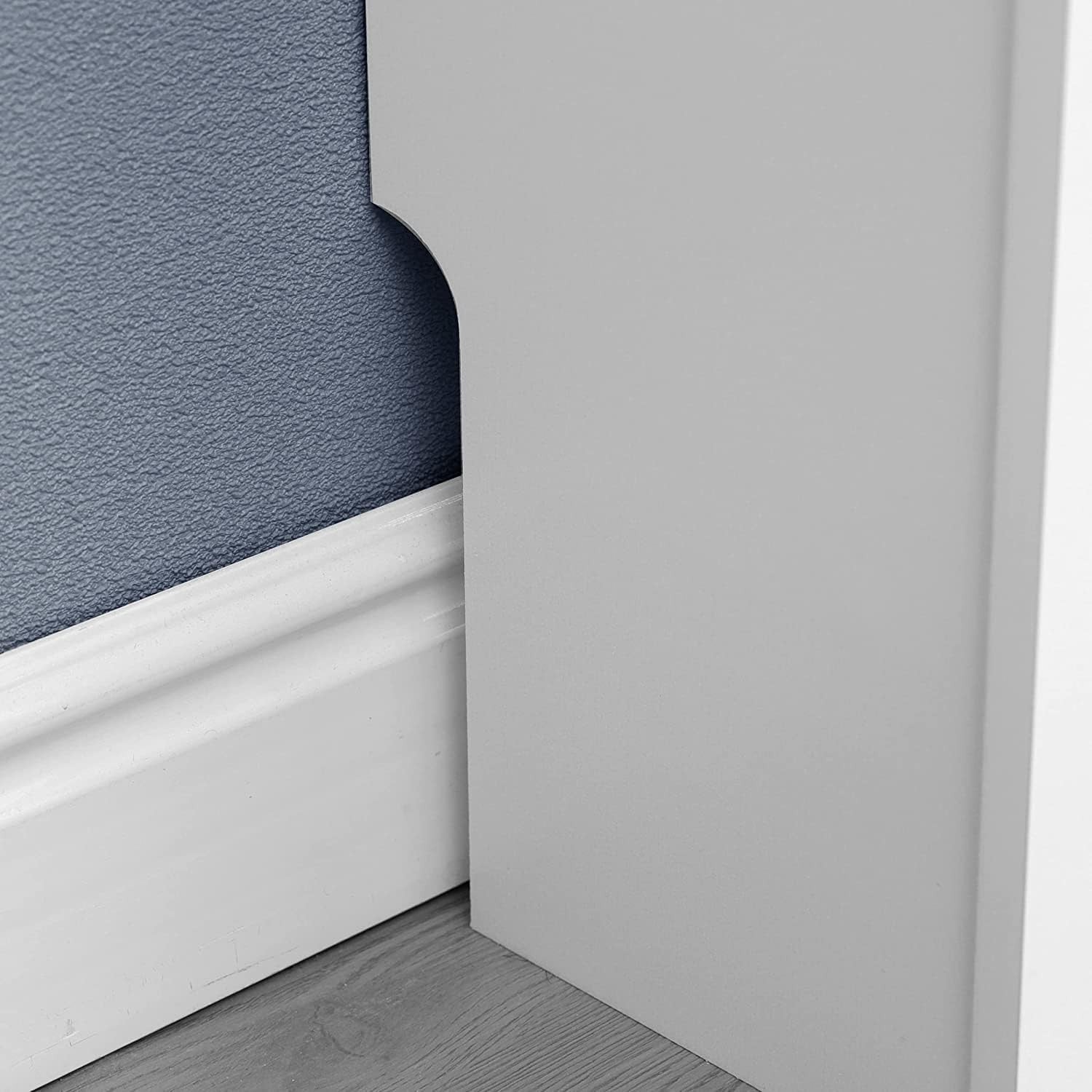 Adjustable White Radiator Cover Cabinet | MDF Wood Slatted Heating Shelf