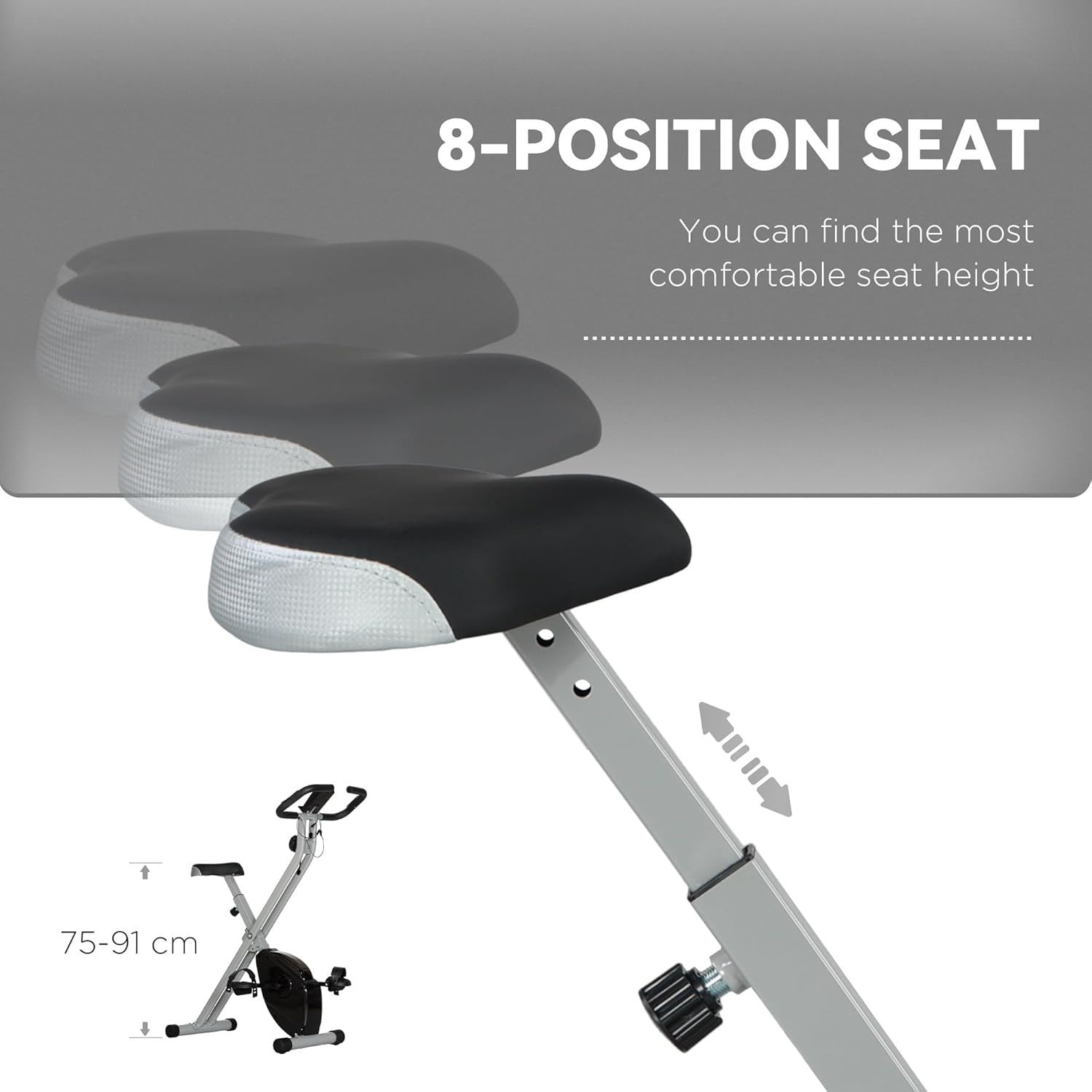 Folding Exercise Bike Quiet 8-Level Magnetic Resistance LCD Pulse Sensor