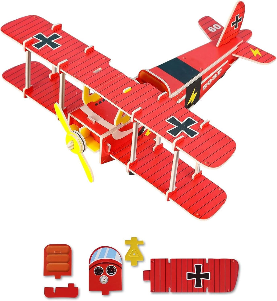 3D Antique Airplane Model Kit for Kids - Educational Puzzle Toy Gift