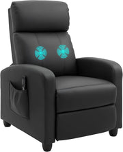 Massage Recliner Chair Faux Leather Push Back Armchair Footrest Black