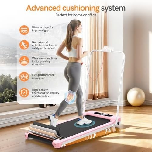 Compact Under Desk Treadmill Foldable Walking Pad 7% Incline Home Gym