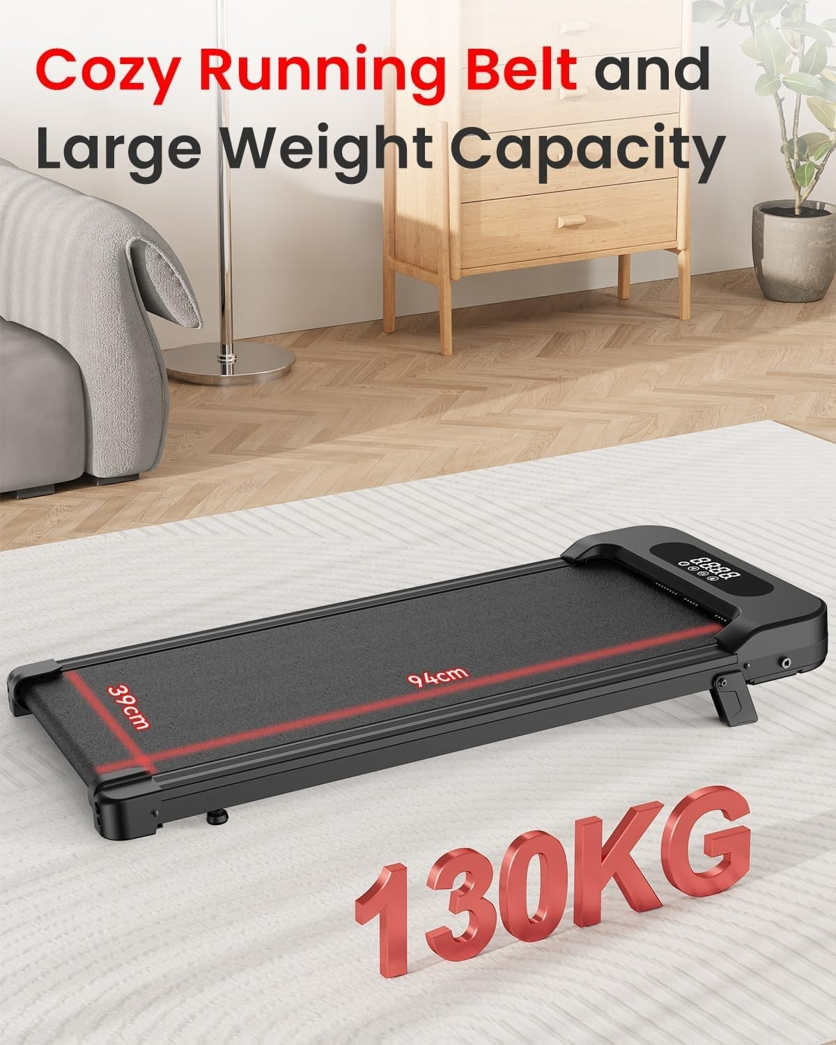 Compact Under Desk Walking Treadmill 5% Incline Quiet Home Gym 8KM/H