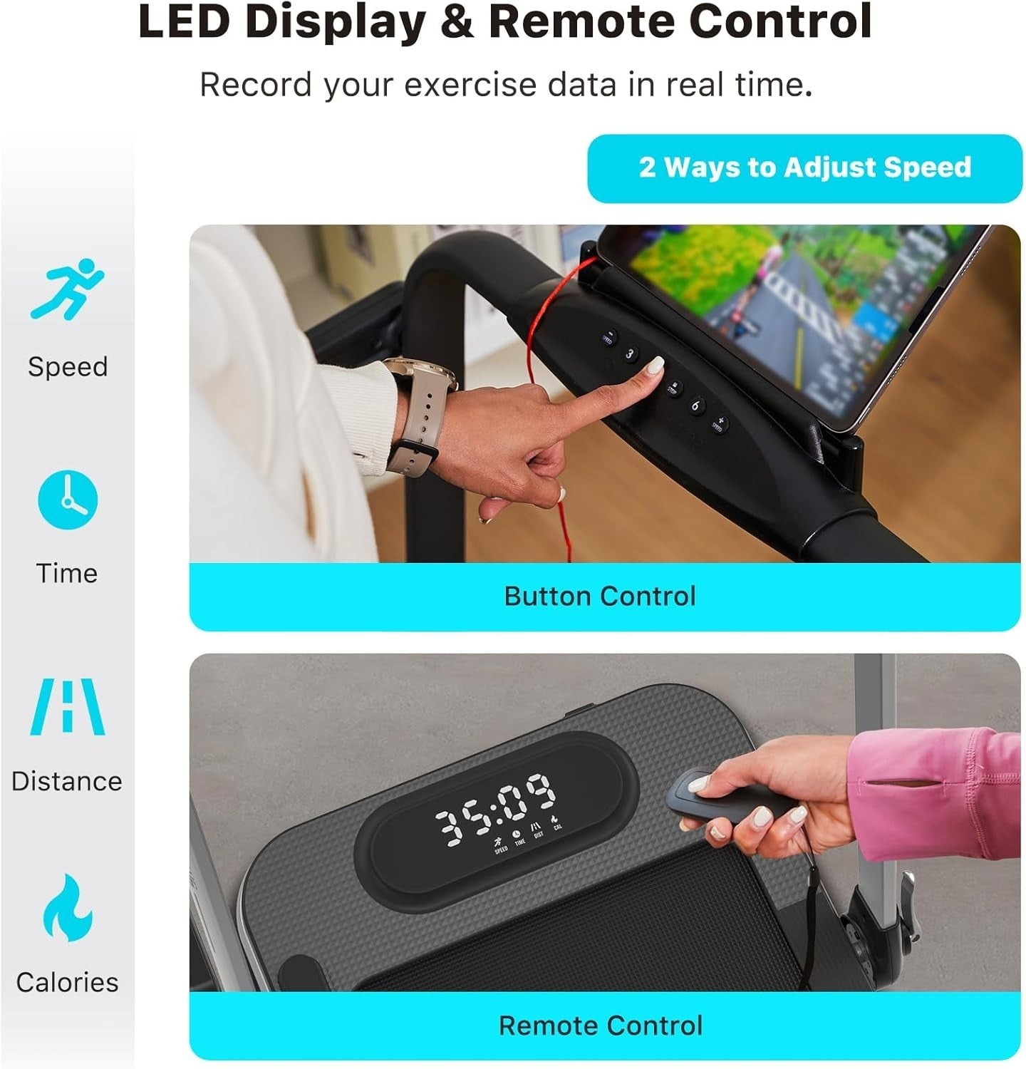 Foldable 3-in-1 Treadmill Walking Pad Under Desk Running Machine 12km/h