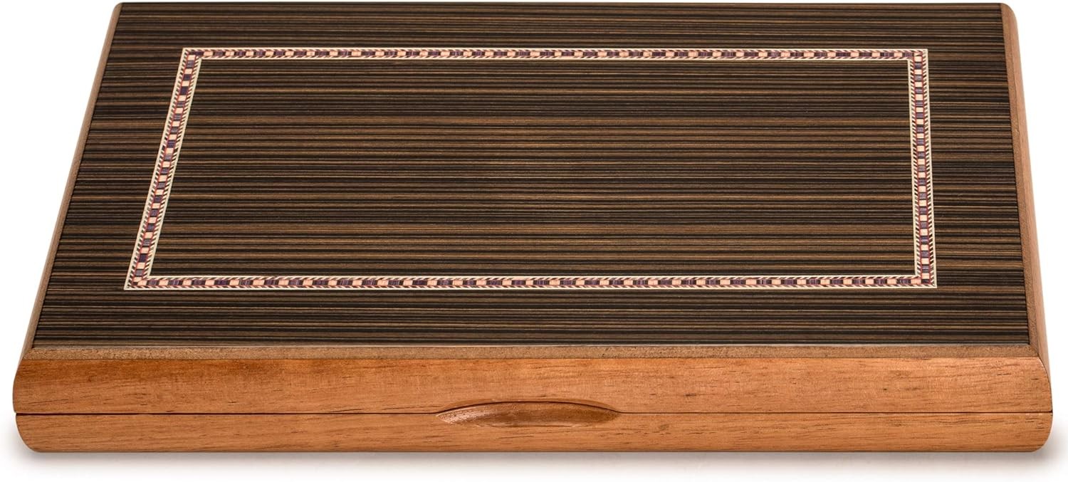 Wooden Inlaid Backgammon Set 33cm Folding Board Luxury Strategy Game