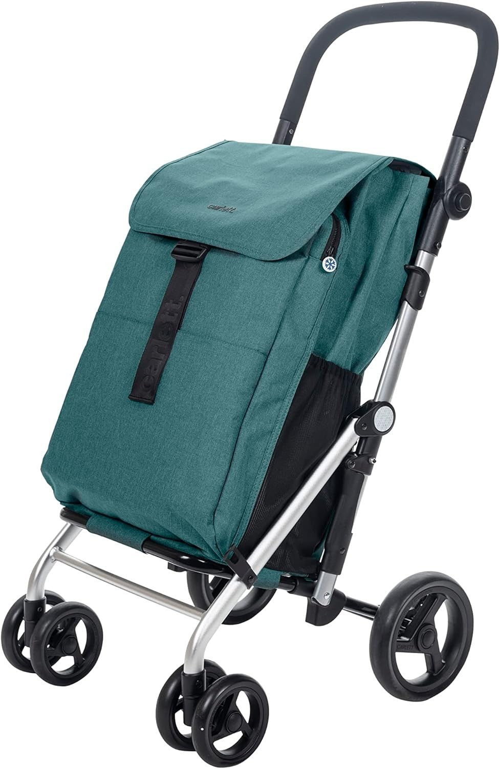 Foldable Grocery Cart 64L Thermal Trolley 4 Wheels Large Capacity Green