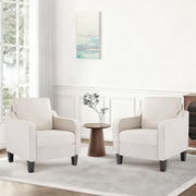 Set of 2 Mid Century Modern Accent Armchairs Linen Beige
