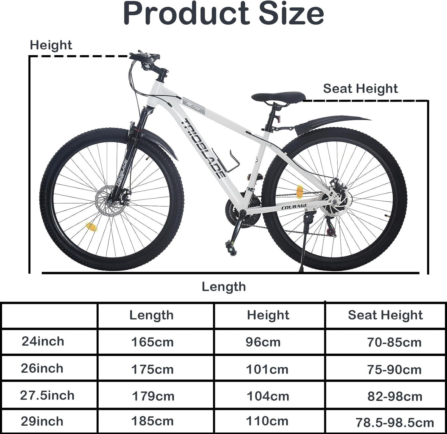 21 Speed 24" Lightweight Aluminium Mountain Bike Men Women Disc Brake