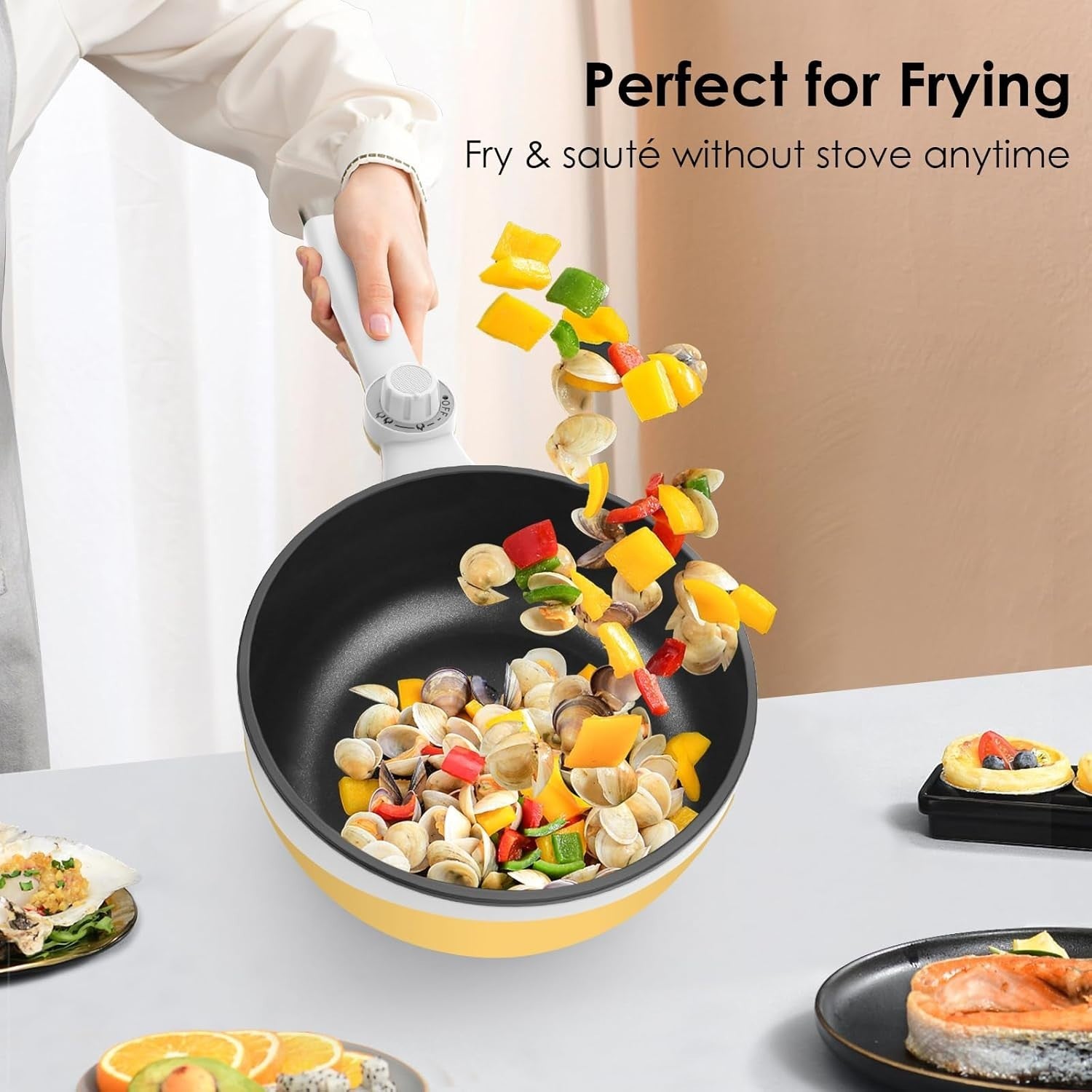 Mini Electric Hot Pot Cooker 1.7L Non-Stick Steamer Pan Travel Stove