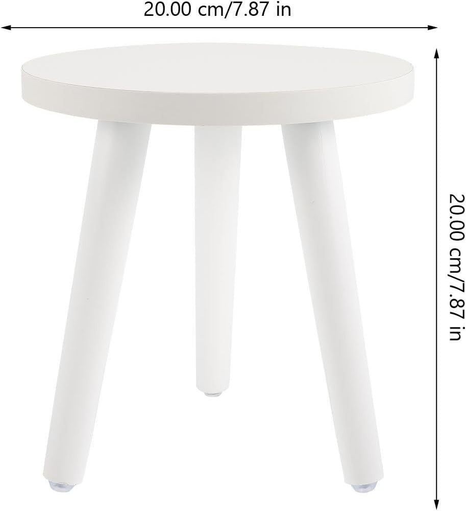 Small Round Wooden Plant Stand Minimalist White Flower Pot Holder Indoor Decor