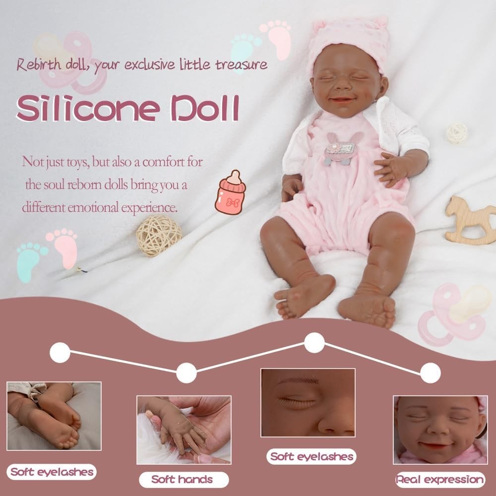 18” Silicone Newborn Baby Doll Full Body Realistic Veins Poseable