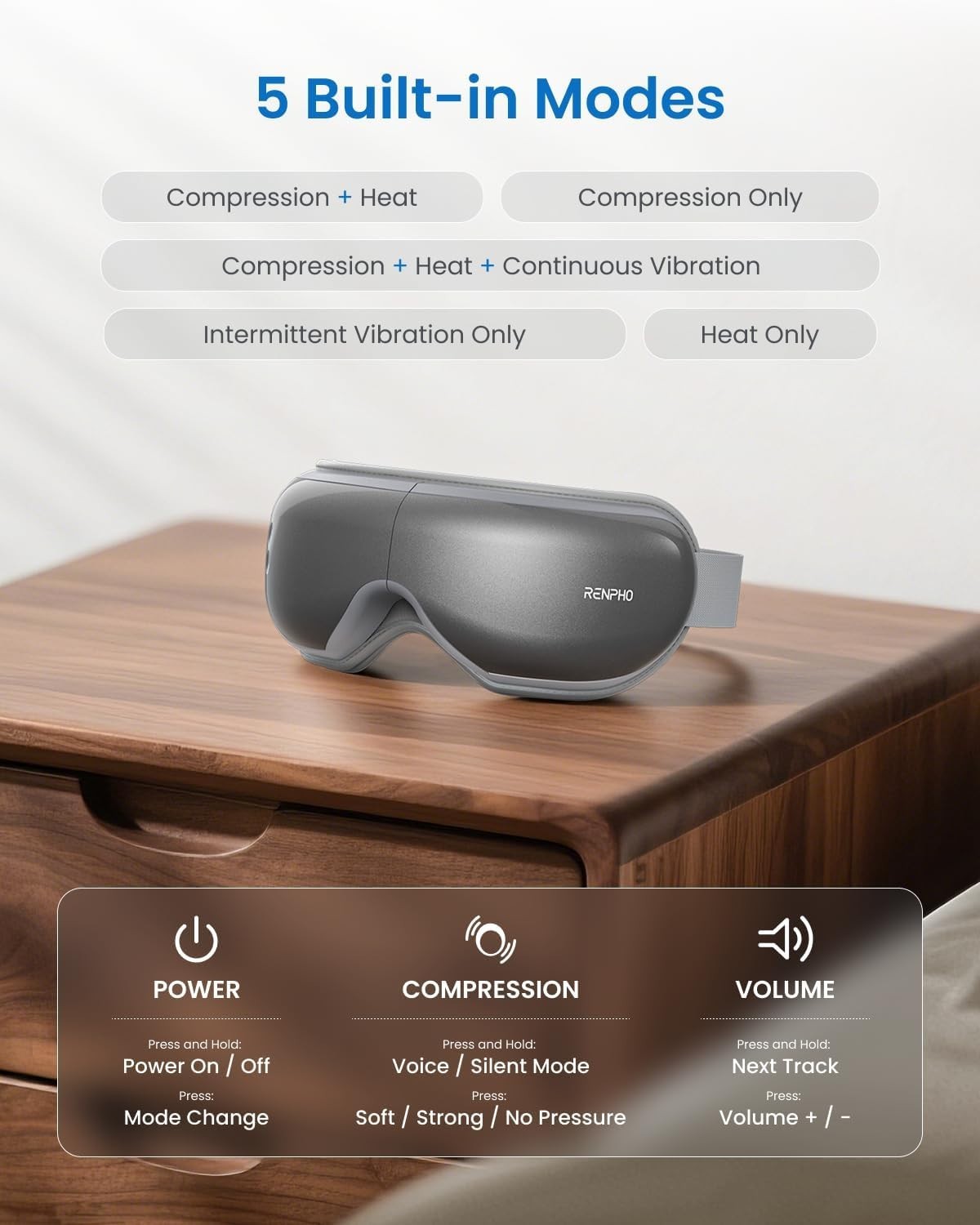 Heated Eye Mask Bluetooth Music Sleep Aid Dry Eye Relief