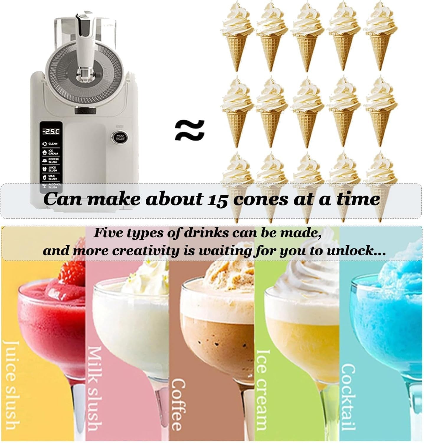 Commercial Slush Machine 1.8L Frozen Drinks Auto Clean Touch Control