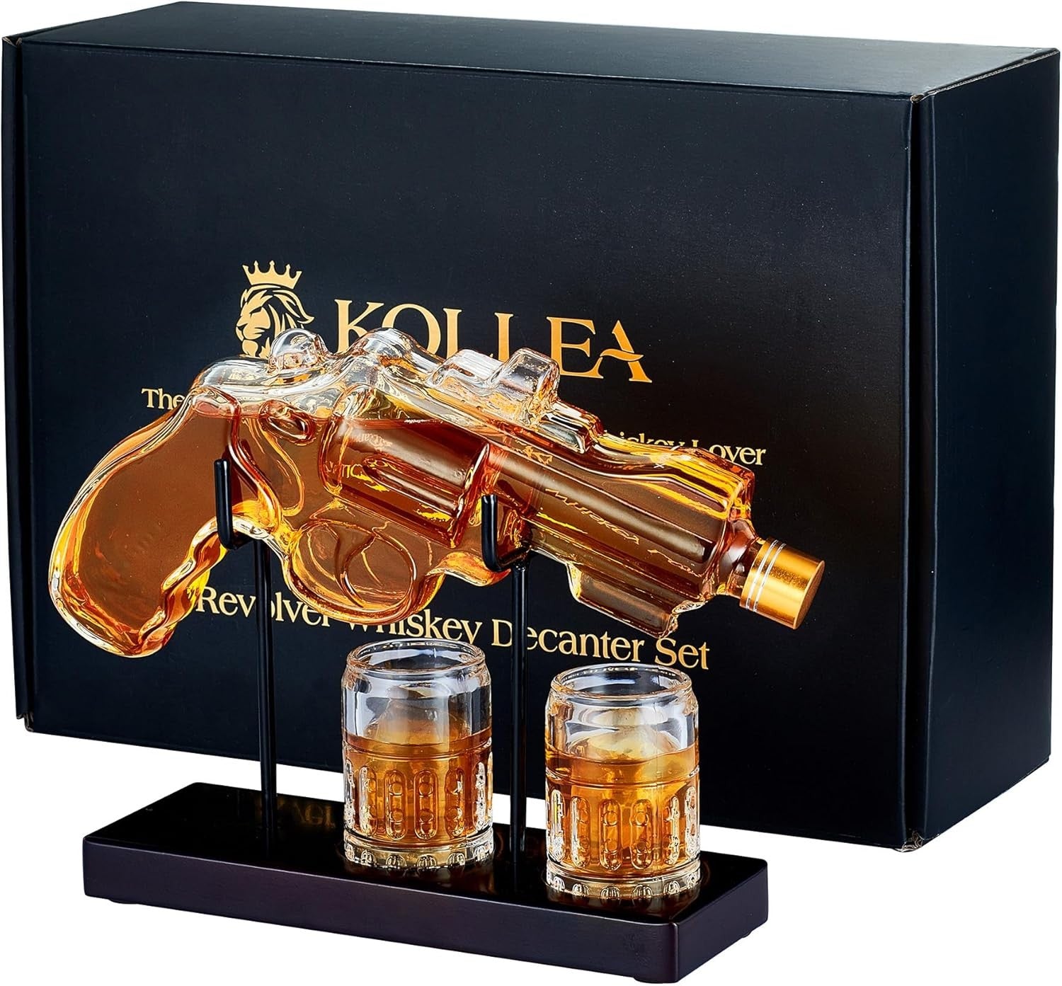 Gun Whiskey Decanter Set with 2 Glasses 266ml Novelty Liquor Dispenser Gift
