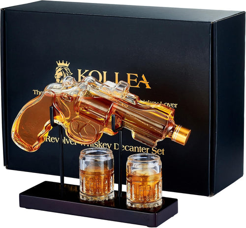 Gun Whiskey Decanter Set with 2 Glasses 266ml Novelty Liquor Dispenser Gift