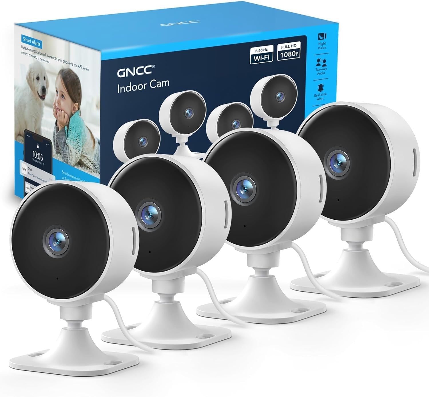 4 Pack 1080P Indoor Security Cameras Baby Pet Monitor WiFi CCTV