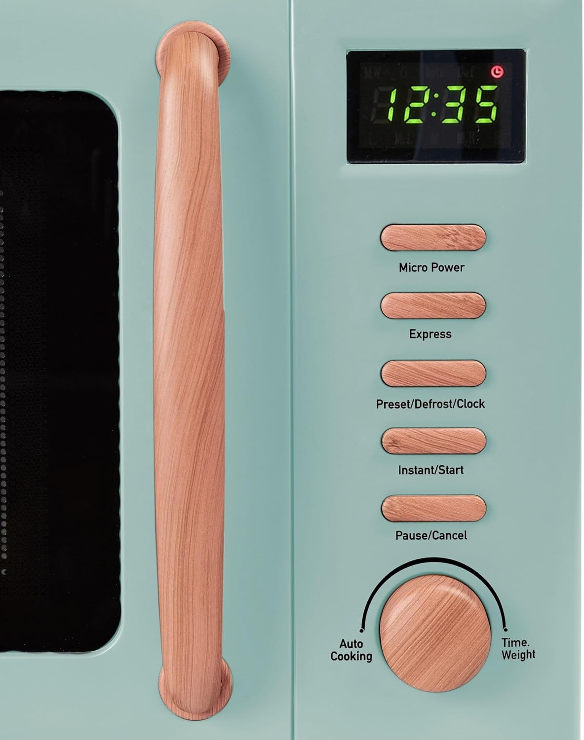 20L 800W Green Microwave Oven with Digital Controls & 5 Power Levels