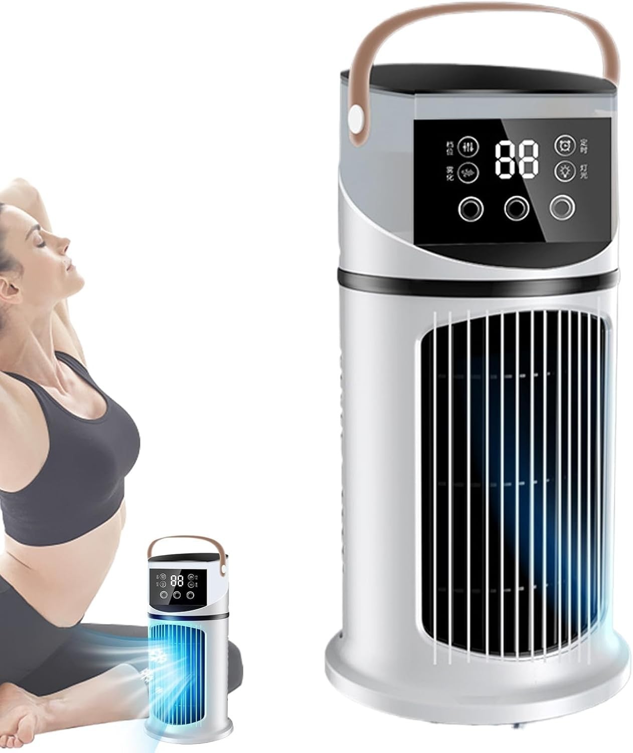 Small Portable Air Cooler Fan – 9 Speed Quiet Desktop Mini AC Unit Room Cooling