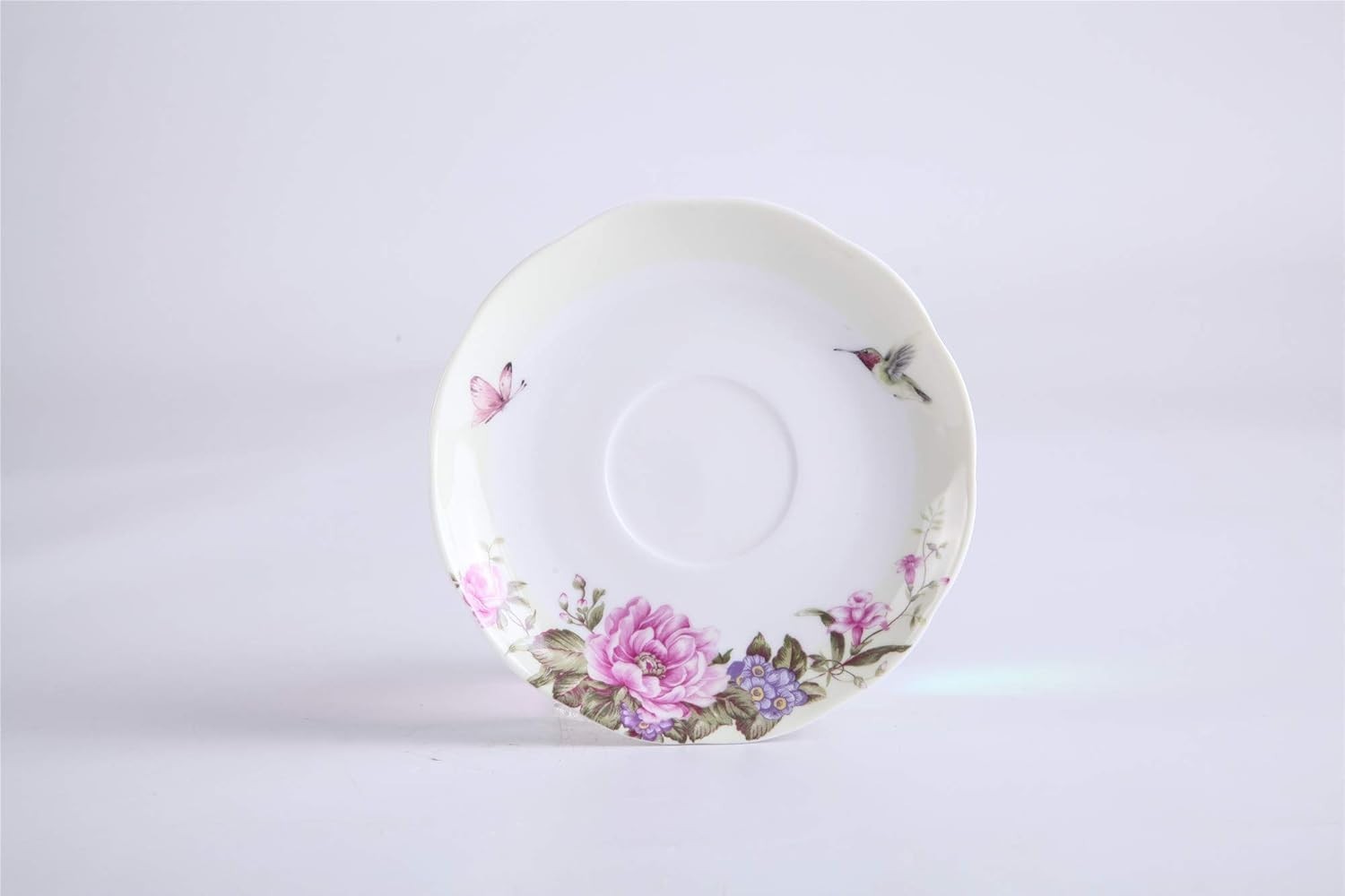 Tea For One Teapot Cup Saucer Set Beige Floral Bird Rose Gift Box