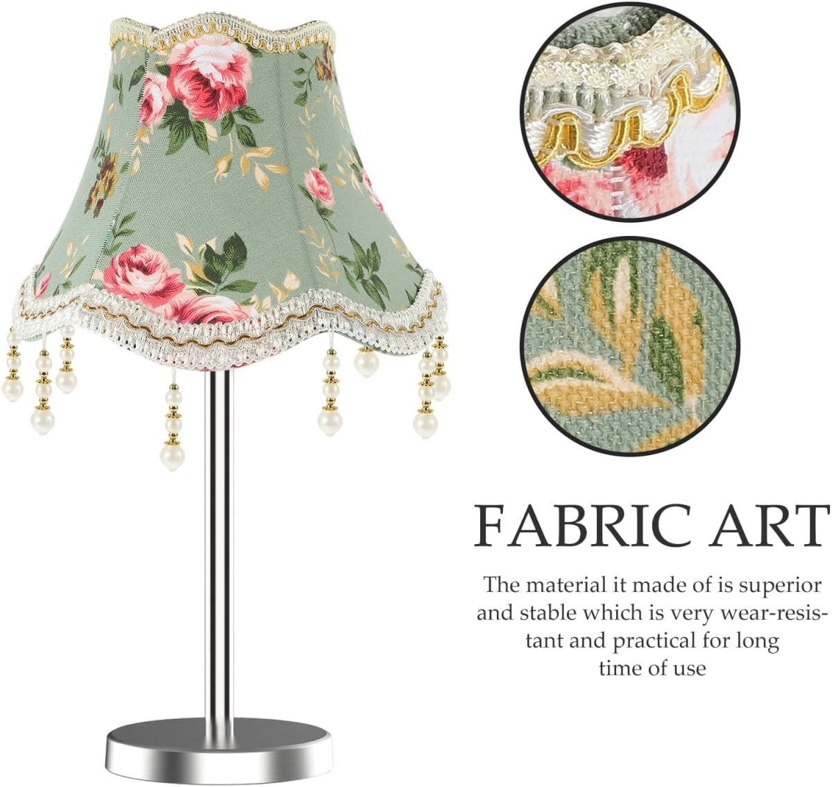 Victorian Retro Lamp Shade Fabric Pearl Tassel Floral E27 Palace Style