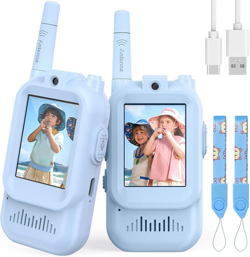 Video Walkie Talkies for Kids Long Range 2 Way Radio Toy 2 Pack Blue
