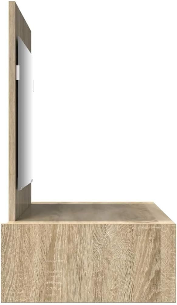Modern Sonoma Oak Dressing Table Vanity Desk Mirror Drawer Makeup Storage