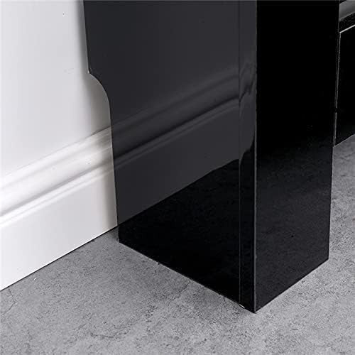 High Gloss Black Radiator Cover Cabinet 111.5x19x82cm Modern Slatted Design