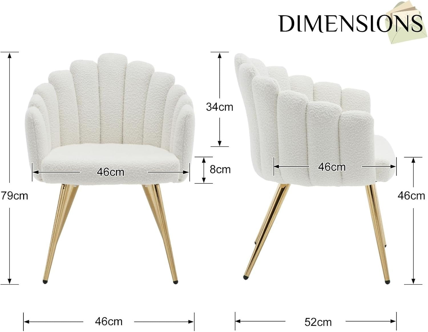 White Faux Fur Accent Armchair – Modern Lounge Chair with Gold Metal Legs