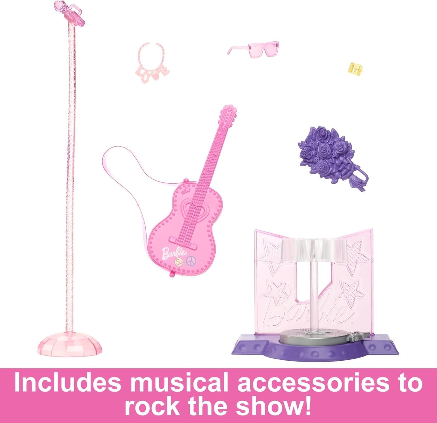 Pop Star Fashion Doll Stage Playset 10 Accessories Spinning Performance
