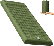 Extra Thick Camping Air Mattress 12–15cm Built-In Foot Pump Pillow Pad Green