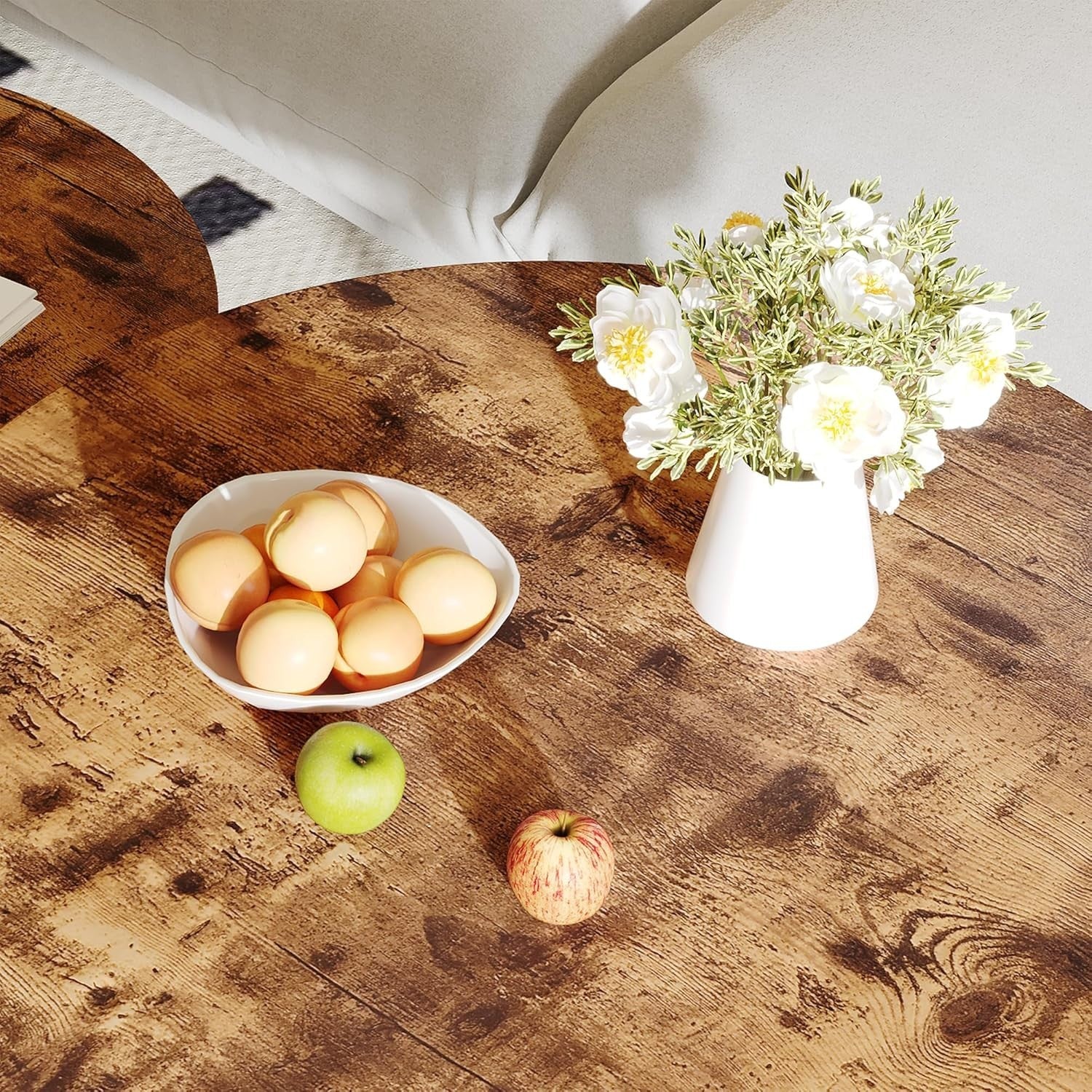 Nesting Coffee Table Set Brown Wood Round Space Saving Side End Table
