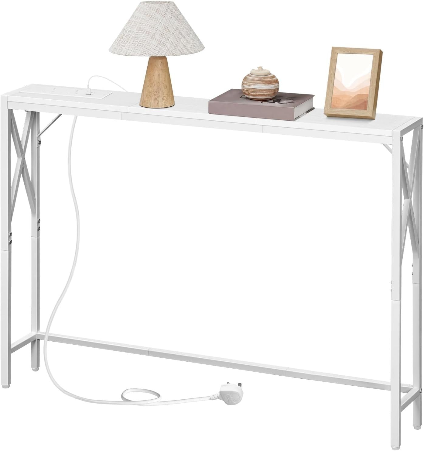 Sofa Console Table with Charging Ports USB Outlets – Slim 100cm Hallway Desk