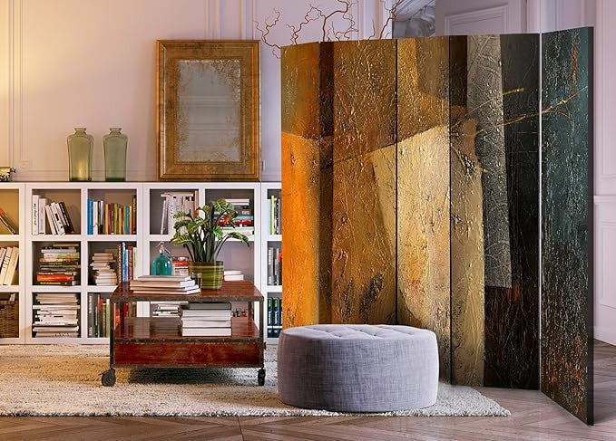 Rust Texture 5 Panel Room Divider 225×172cm Modern Folding Privacy Screen