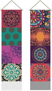 Boho Mandala Wall Tapestry 2pcs 45.7x13in Colorful Vertical Decor