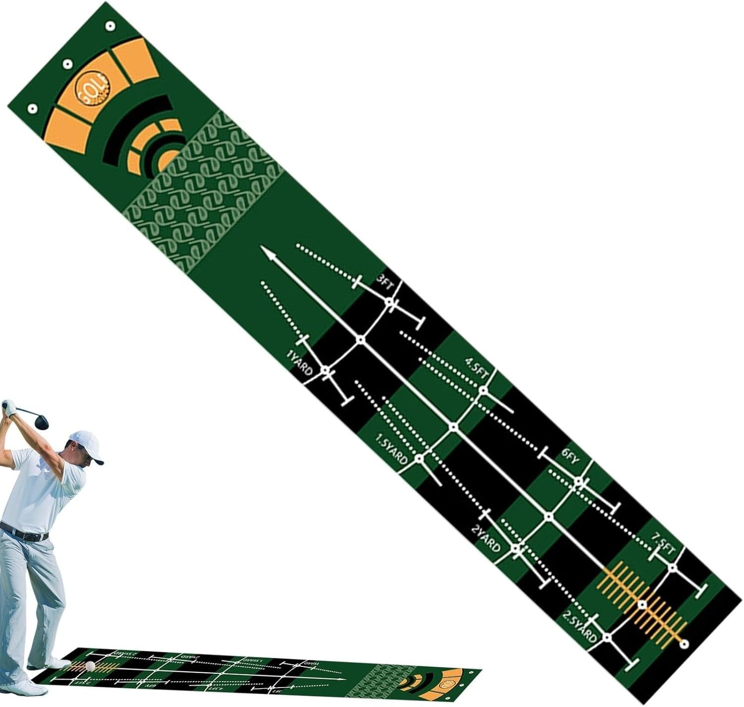 Golf Putting Mat 29” Indoor Practice Green with Alignment Lines Training Aid