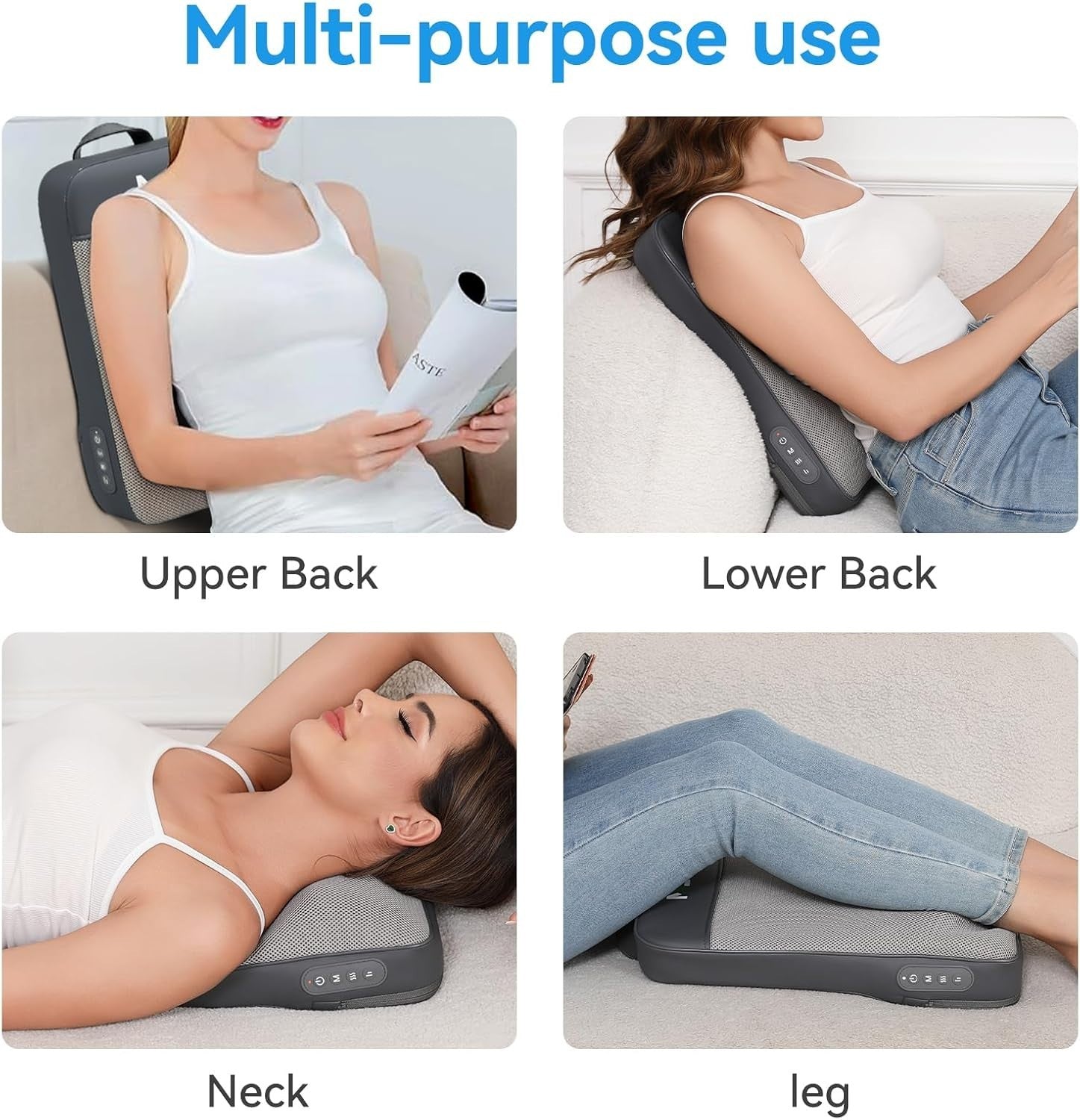 Cordless Shiatsu Back Massager with Heat Deep Tissue Kneading for Pain Relief