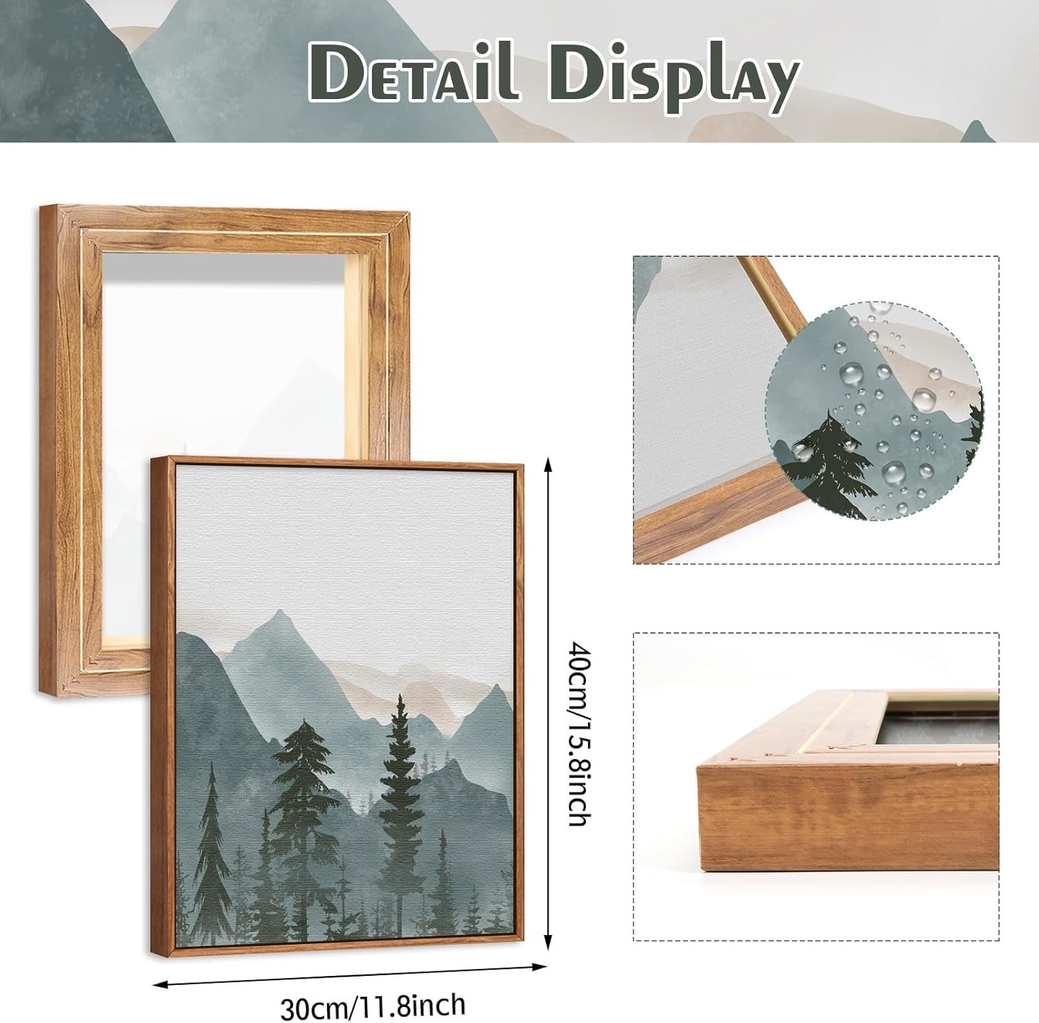 Mountain Forest Framed Canvas Wall Art Set 3 Nature Landscape Home Decor
