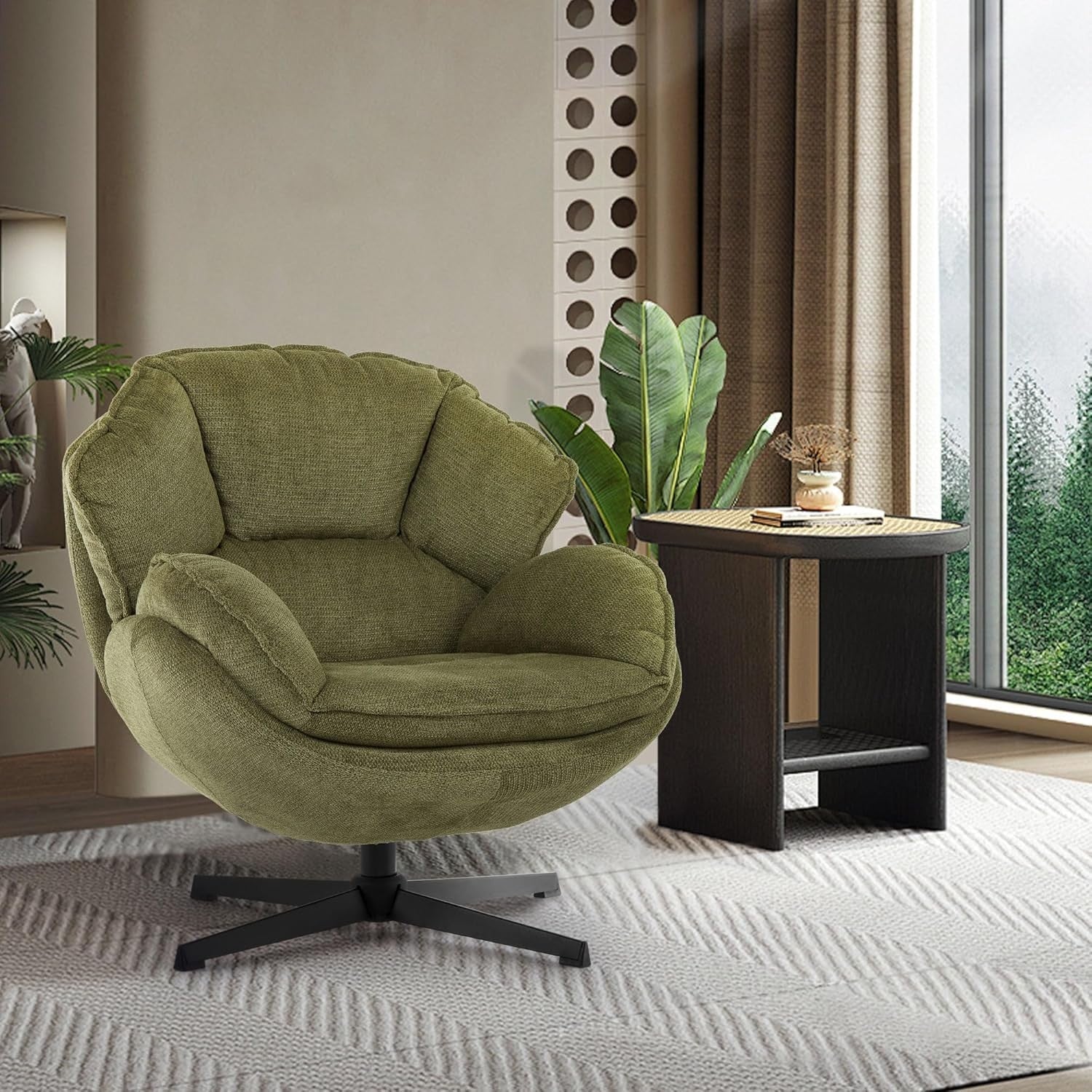 Swivel Accent Chairs Set of 2 | Upholstered Armchairs with Metal Base